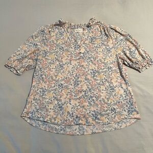 Meloday Ruffled Floral Short Sleeve Top